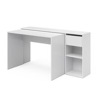 Vicco Bureau informatique Bureau Table de travail Jan blanc Tablette pour clavier Compartiments