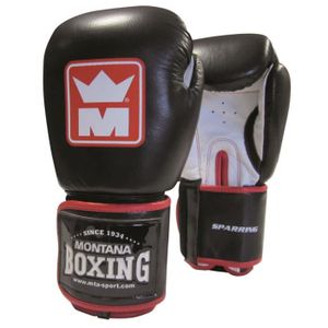 GANTS DE BOXE Gants de boxe sparring - Montana - 14 oz - Noir - Adulte - Mixte - Shock absorbing - Cuir de vachette