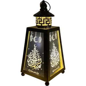 LAMPION Lanterne Eid Vintage en Fer de Haute Qualité pour Décoration de Jardin et Maison - Noir