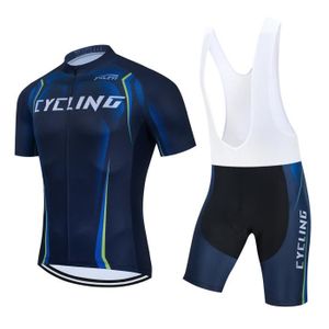 MAILLOT DE CYCLISME Ensemble Cyclisme Homme - Maillot Manche Courte + Cuissard Court Gel 3D - Multicolor Bleu Respirant