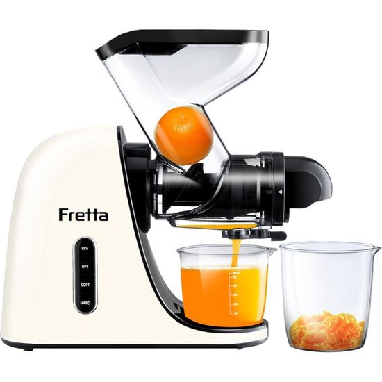Extracteur de jus de fruits et légumes 250W, Slow Juicer Presse à Froid Machine. Mode glace et