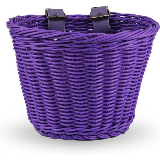 Panier De Vélo Violet QINGYIWL – Osier, Amovible, Avec Clochette Et Pompons, Pour Enfants