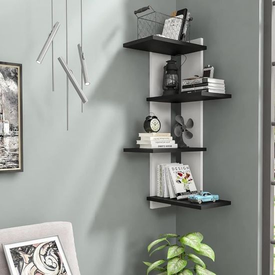 Étagère Murale TV En.casa - Meuble Flottant Noir 110x30cm Avec Rangement Et Passe-Câbles