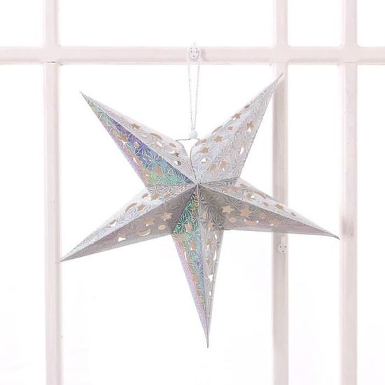 Arbre de Noël pentagram abat-jour étoile papier suspendus Noël décor de mariage fournitures/argent