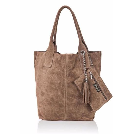 Grand Sac Cabas Pas Cher en Daim Femme LUCY Achat Vente