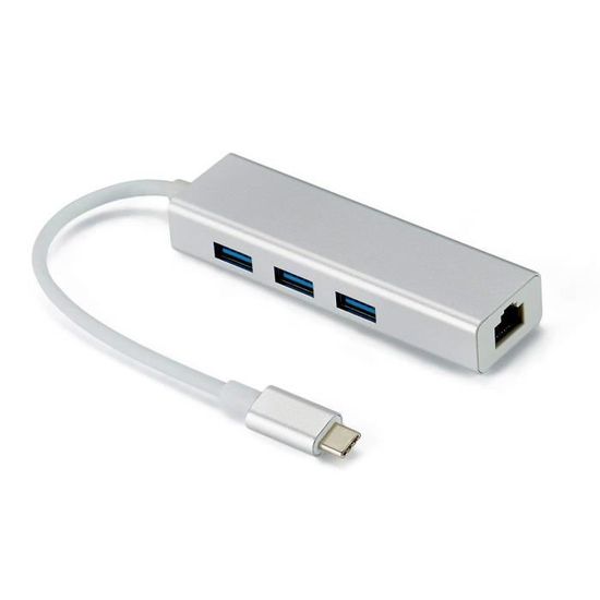 INECK® USB Type C Hub ** USB 3.0 Ports + RJ45 Ethernet Gigabit pour New MacBook MacBook Pro 2016 Google ChromeBook Pixel Type C PC