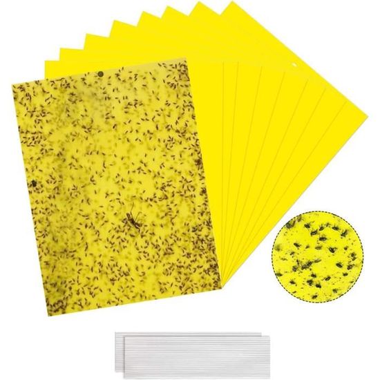 40 Pièges à Insectes Autocollants Jaunes - Double Face, 20x15cm, Pour Mouches, Pucerons, Aleurodes Sur Plantes