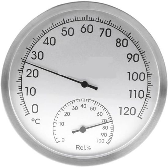 Lot De 2 Thermomètres-hygromètres Analogiques En Acier Inox - Pour Intérieur Et Extérieur - 2