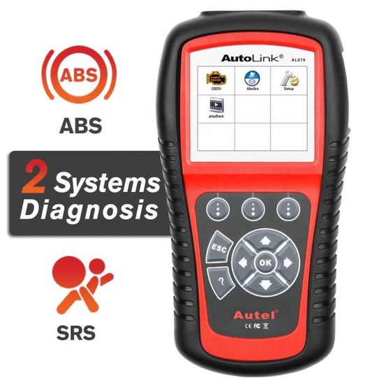 Autel AutoLink AL619 ABS SRS + Can OBD2 Diagnostic Scanner Automatique Lecteur de Code de Voiture, Même Fonction Que ML619