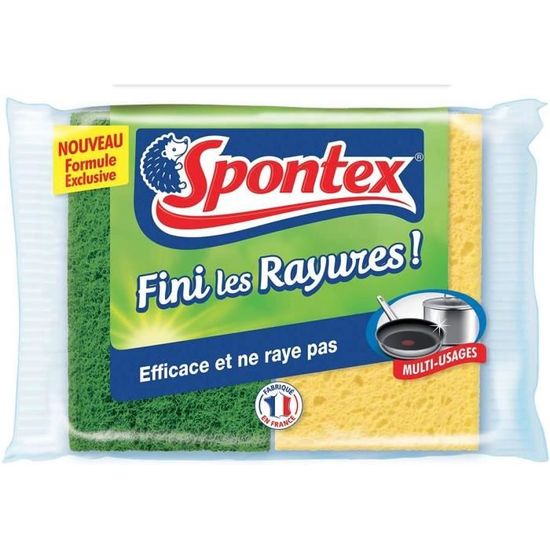 SPONTEX Eponge Fini les Rayures ! 2 eponges grattantes nonrayantes
