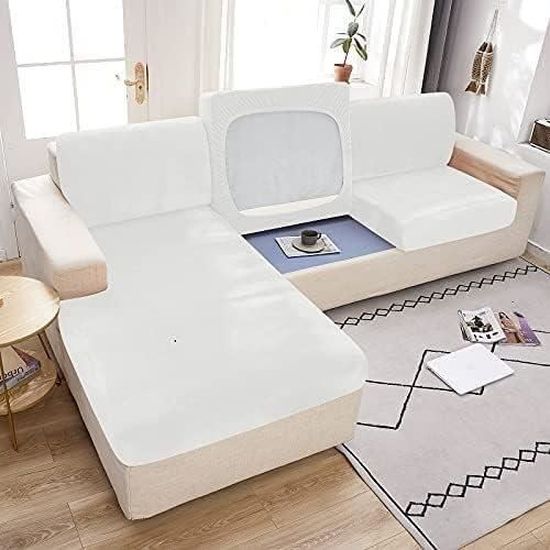 Housse De Canapé Extensible En Velours Côtelé Gris - 3 Places, Lavable - Couvre-siège
