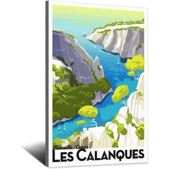 Affiche Vintage LES CALANQUES De Cassis à Marseille - Marcel Travel Posters