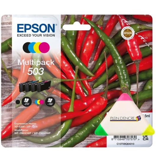 Multipack 4 cartouches d'encre Epson 503 pour imprimante Epson