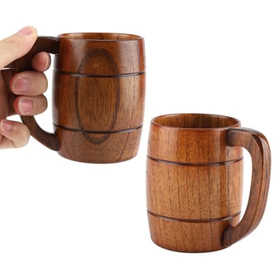 Chope à Bière En Bois Personnalisable – 0,33 L Avec Couvercle – Cadeau Fête Des Pères, Noël – Gravure Nom