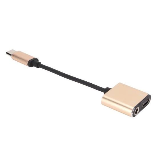 Adaptateur USB-C Vers Jack 3,5 Mm - Câble Audio Pour Casque - Longueur 11 Cm - Coque Aluminium Tressé