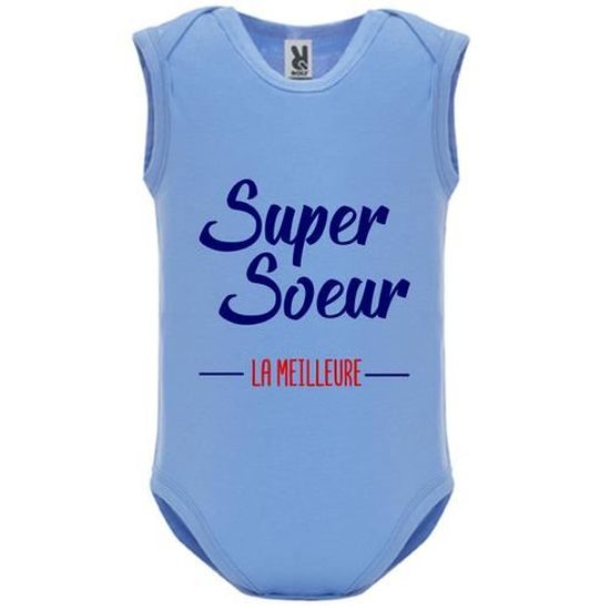 Body Bebe Manche Sans Bebe Garcon Bleu Super Soeur Bleu Cdiscount Pret A Porter