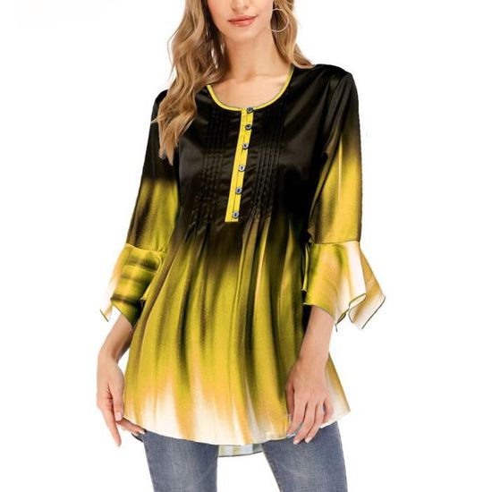 Blouse ample à manches 3/4 avec boutons