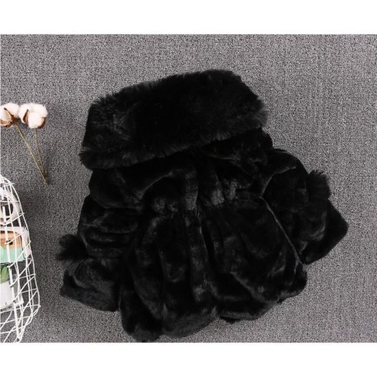 Manteau Bébé Fille Fausse Fourrure - Capuche Douce - Taille 70 à 100cm - Blanc Ou Rose - Hiver Automne