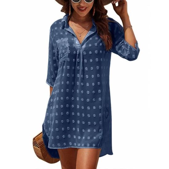 Robe De Plage Femme Été - Cache Maillot Coton - Chic Élégant - Cover Up Bikini
