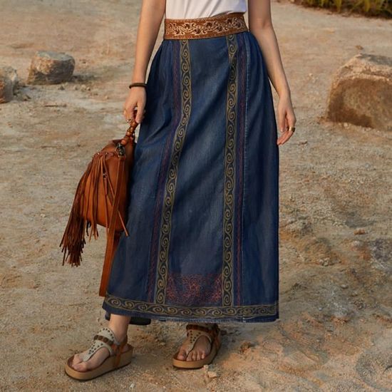 Jupe longue ceinture elastique top