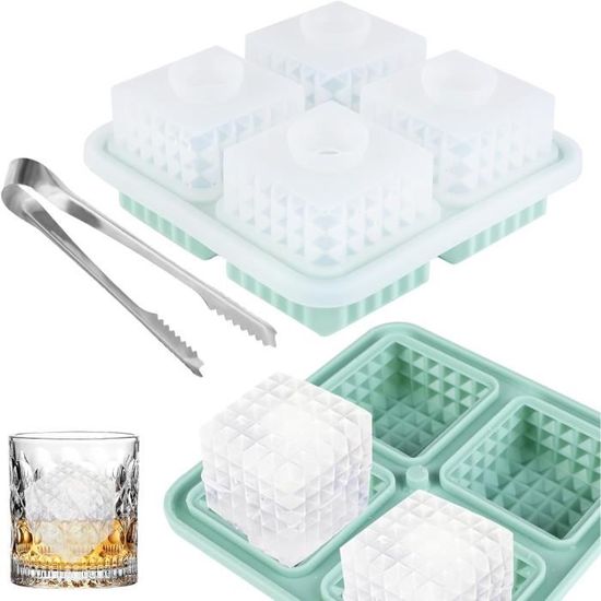 Moule à glaçons carré en silicone de type presse avec couvercle, boîte