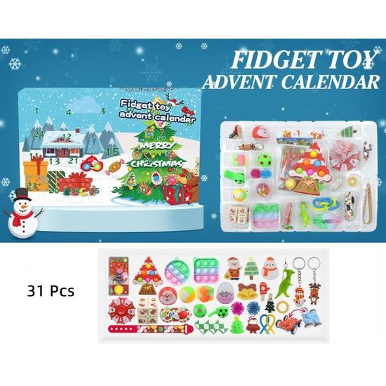 Fidget Calendriers de l'Avent 2022 pour enfant,Jouet Calendriers de l'Avent Game de Noël Fidget Toy Packs,Fidget Toy Box 