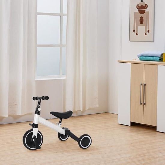 Tricycle Draisienne 5 En 1 Newyoo Pour Enfants 1-3 Ans - Blanc Avec Barre De Poussée TR007
