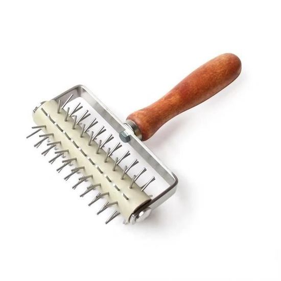 Rouleau à Pâte Treillis – Coupe-pâte En Acier Inox, Manche Bois – Pour Pizza, Biscuits, Pâtisserie