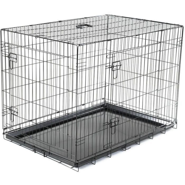 Cage Transport Chien - Vadigran - Pliante - Noir Classique - 107x70x78 cm