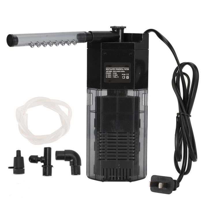 Alomejor Filtre pour aquarium 3 En 1 Pompe à eau submersible muette en plastique filtre d'aquarium de réservoirs de tortue de