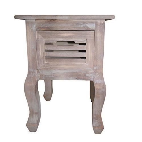 Rebecca SRL Chevet Table de Nuit 1 Tiroirs Bois Marron Claire Vintage Chambre à Coucher Salle de Bain (Cod. 1962)