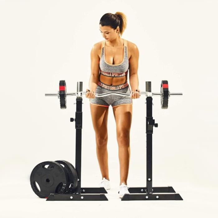 Noir Repose Haltère Réglable Repose Barre Musculation Supports pour Haltères Longs