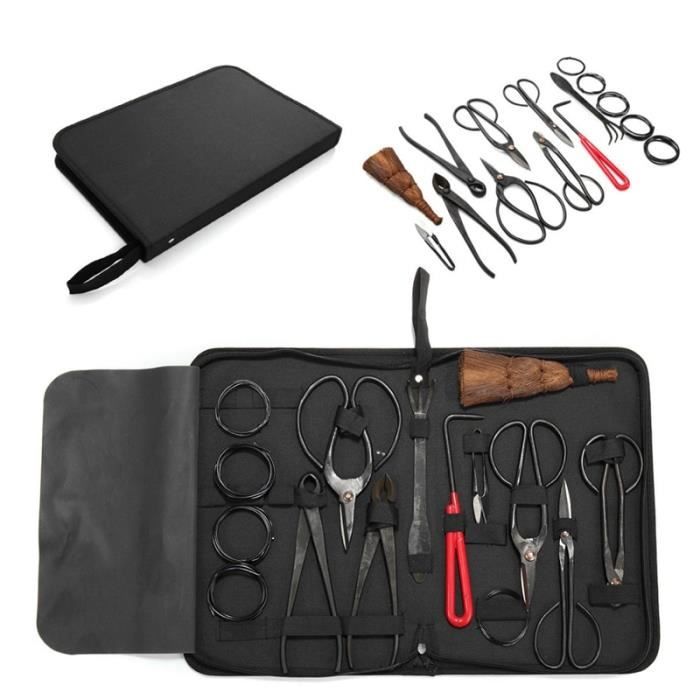 10 pièces bonsaï outil en acier au carbone ciseaux de coupe extensifs avec étui en Nylon pour outils d'élagage de jardin