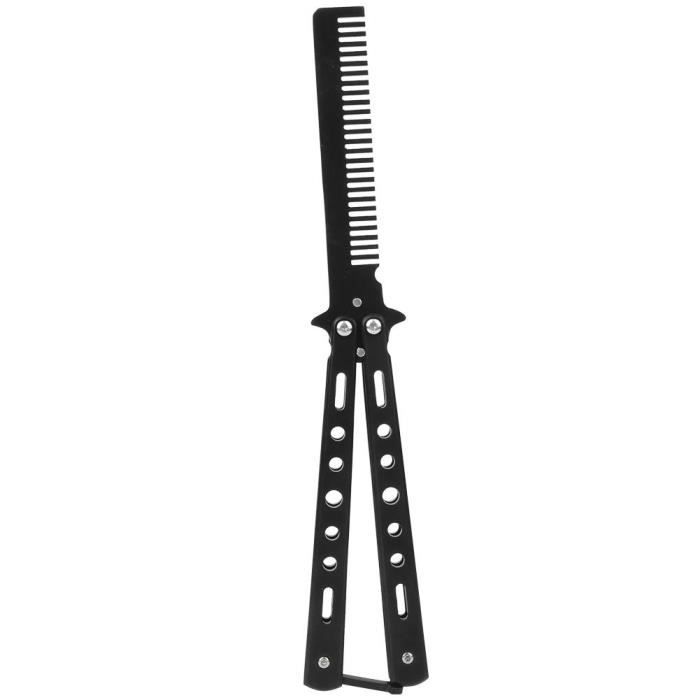 BOYOU Peigne À Couteau Papillon,Sport En Plein Air Camping Formation Couteau Pratique Papillon Style Couteau(Noir)