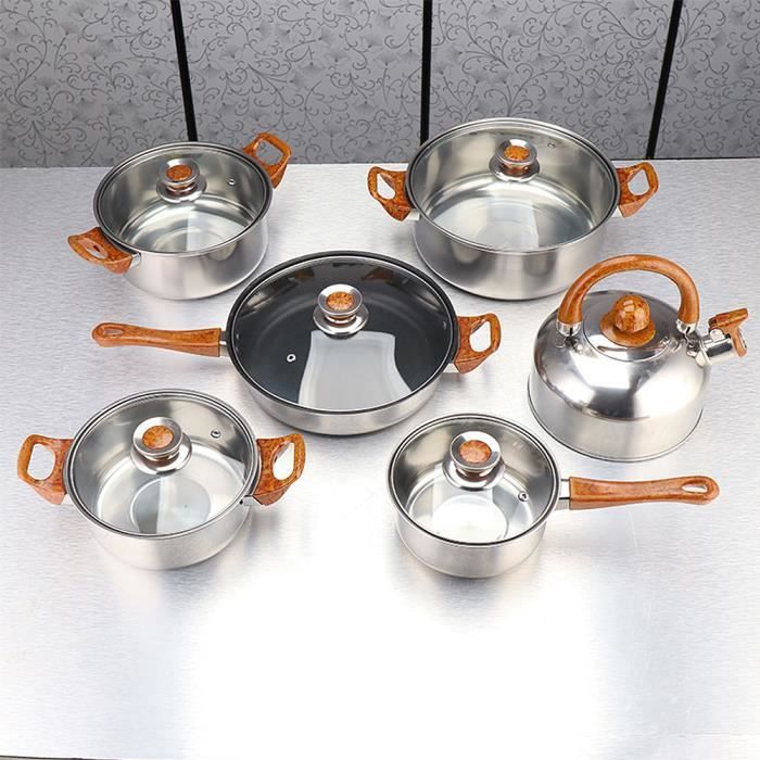 LUXS Batterie de cuisine à induction 6 PCS y compris marmite, casserole et bouilloire