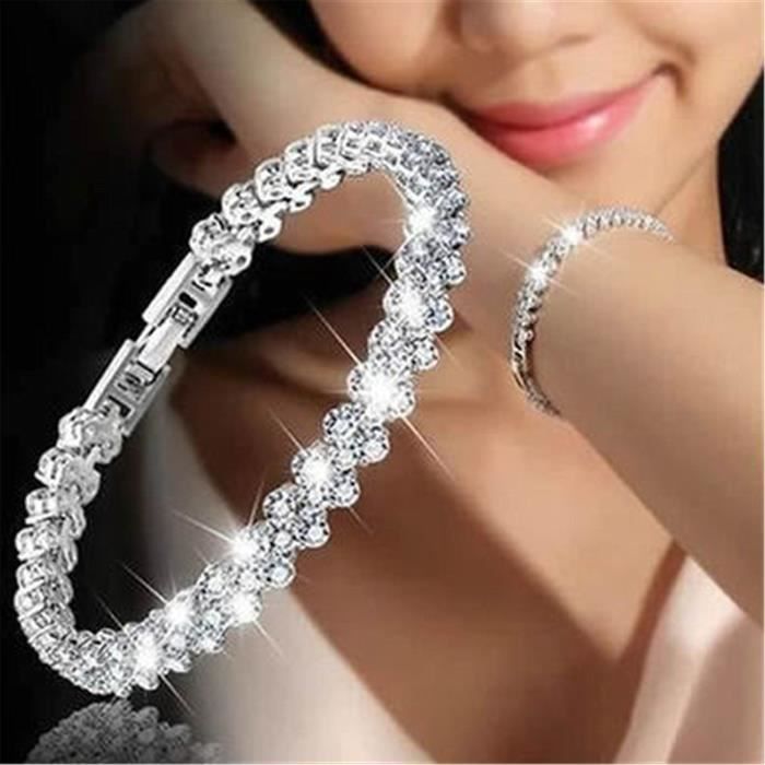 ORGANGONFAND Bracelet Femme - Argent - Joker Fashion - Orné Bracelet Cristal Femme Zircon