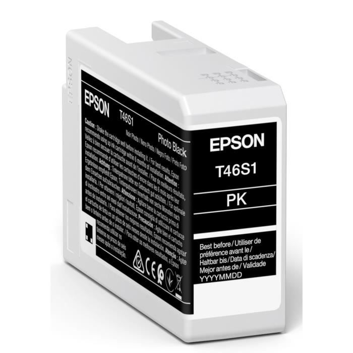 EPSON Encre à pigments T46S1 UltraChrome Pro - Couleurs - Couleurs d'impression : Photo noire - 25ML (C13T46S100)