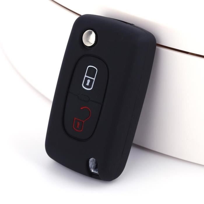Pièces Auto,Coque pour clé de voiture Peugeot, protecteur en Silicone pour modèles 407 308 408 207 208 307 RCZ pour C3 - Type Black