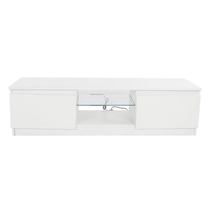 Ashata Table TV Unité de meuble de télévision blanc avec meubles de salon de support de table de télévision moderne de lumière