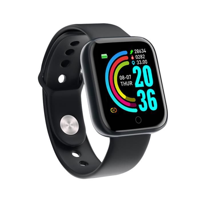 Y68 Bracelet intelligent Fitness Tracker IP67 montre intelligent de sport étanche avec podomètre Tracker Notifications rappel Noir