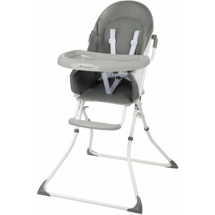 BEBECONFORT Kanji Chaise haute bébé, ultra compacte et pliable, De 6 mois à 3 ans (15kg), Gray Mist
