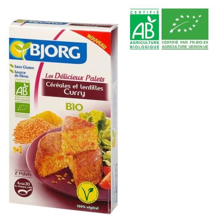 BJORG Palets Céréales Lentilles Curry Bio 200g