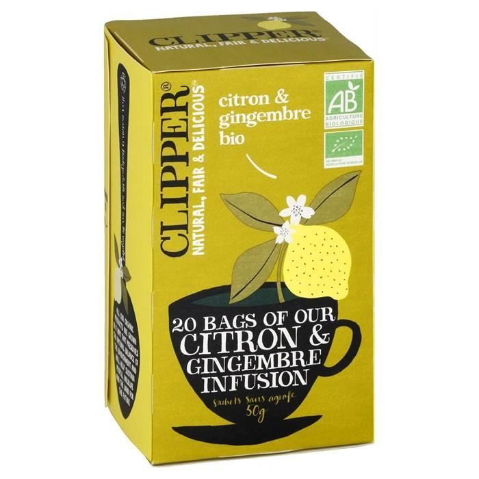 LOT DE 24 - CLIPPER® Infusion citron gingembre bio - 20 Sachets
