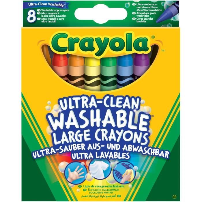 Crayola - 8 Gros crayons à la cire ultra lavables - Coloriage