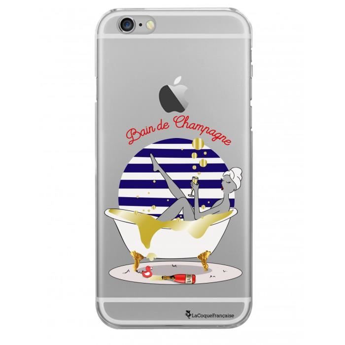 Coque iPhone 6 Plus / 6S Plus rigide transparente Bain de champagne Ecriture Tendance et Design La Coque Francaise