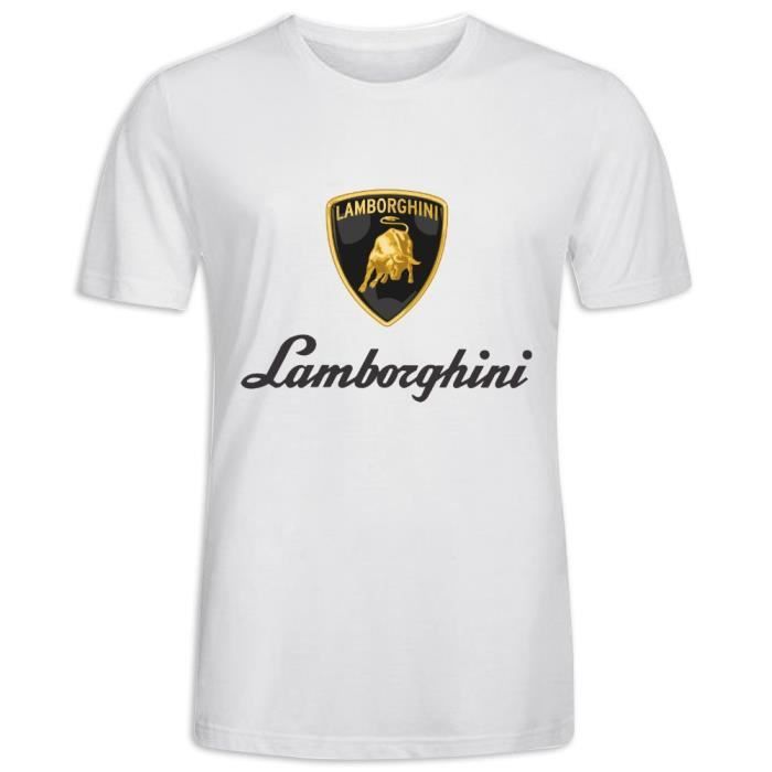 Tee Shirts avec imprimé en Lamborghini Logo Manche Courte T-shirt Homme