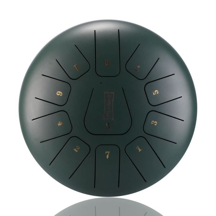 NEUFU 12'' Tongue Drum Kit Aquadrum Air Tambour de Langue Handpan Main 11 Sons Vintage Vert