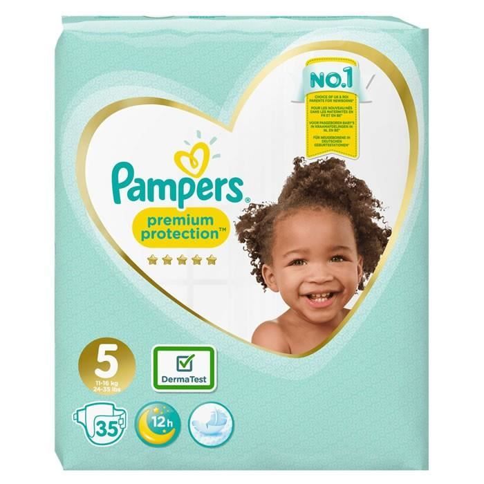 PAMPERS : Premium Protection - Couches taille 5 (11-16 kg) - 35 couches
