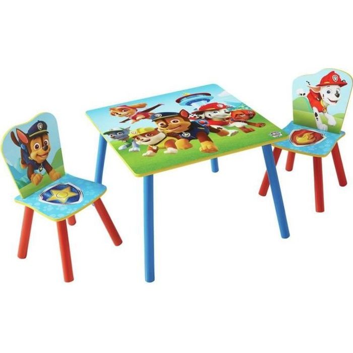 Ensemble table et 2 chaises motif Pat Patrouille