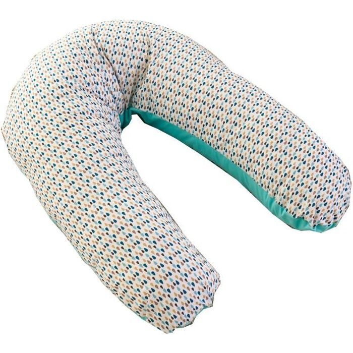 P'TIT LIT Housse coussin d'allaitement - Gouttes - Bleu